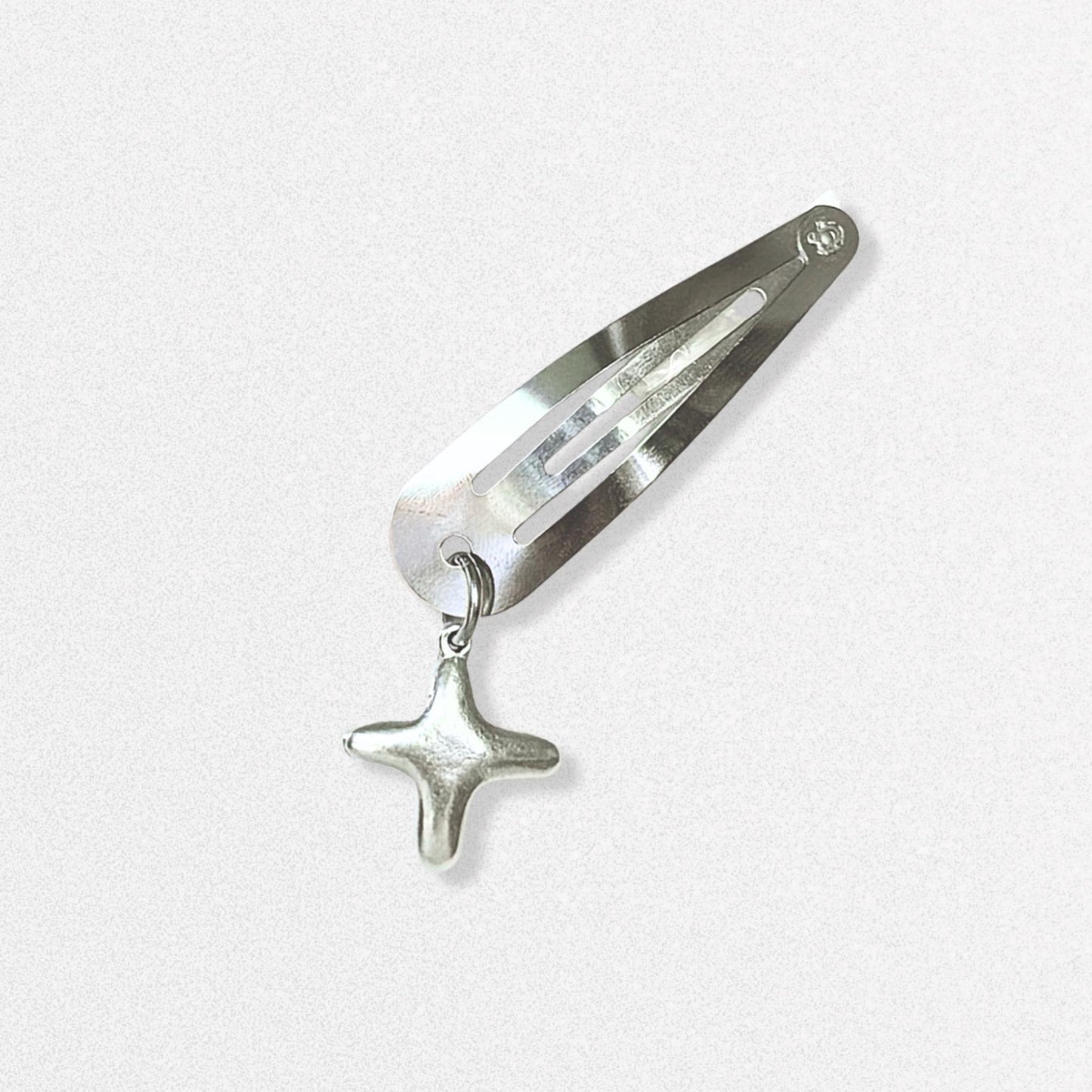 Charm Hair Clips - Puffy Cross, Swarovski Crystal and Dangling Fish Silver Hair Accessories