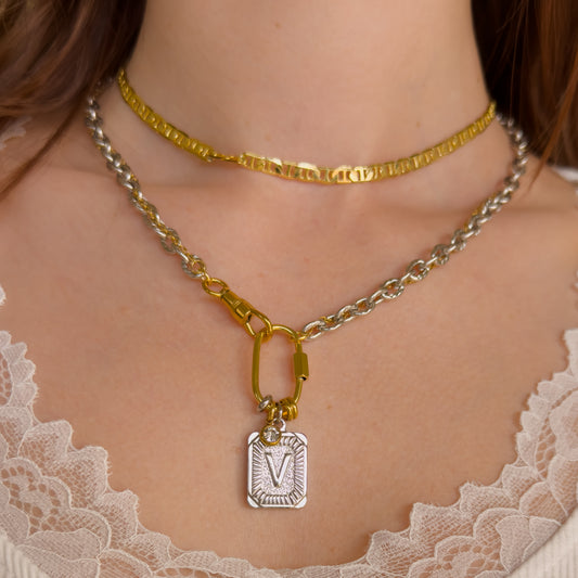 Mixed Metal Initial Necklace