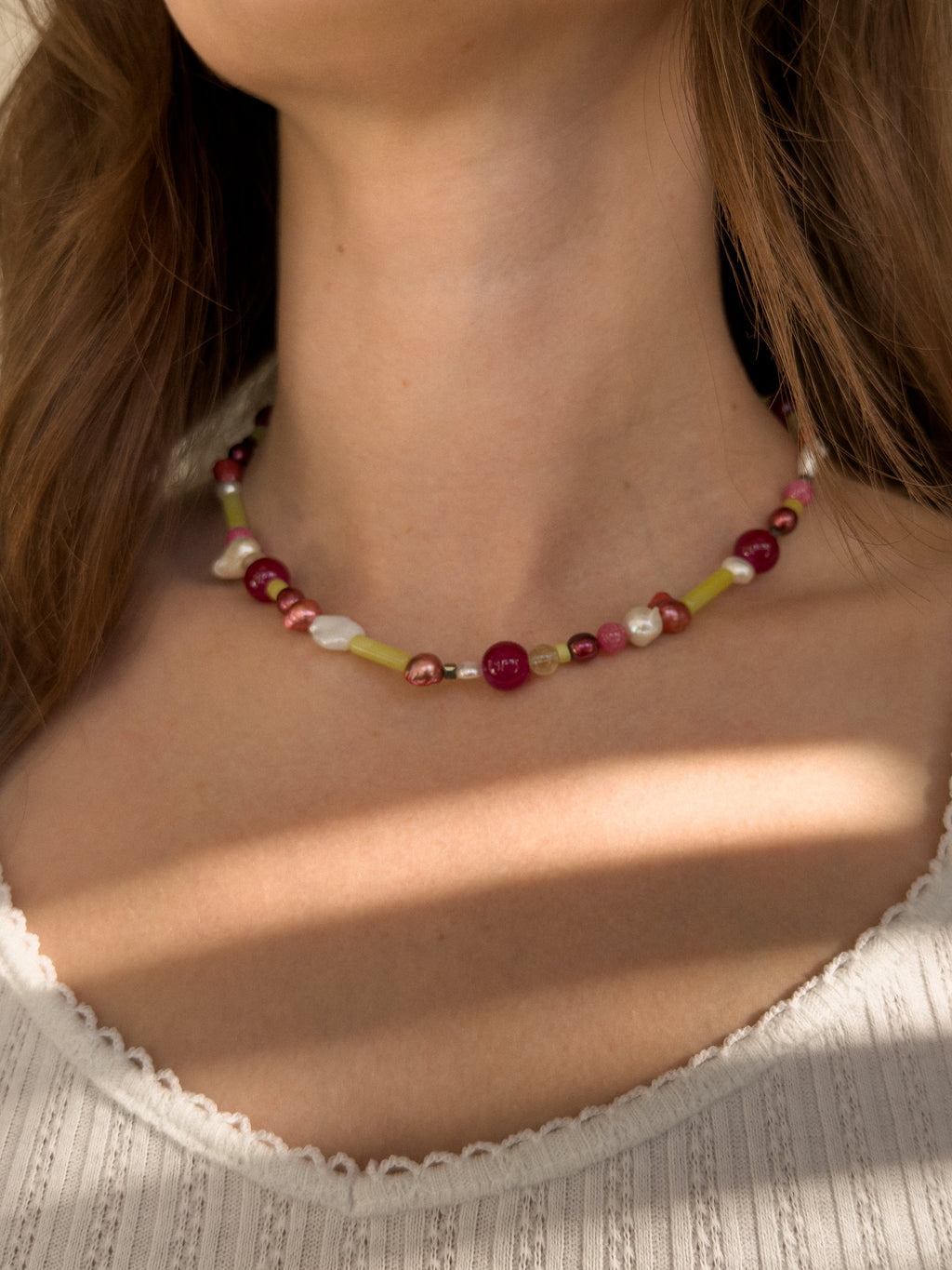 banana + plum necklace
