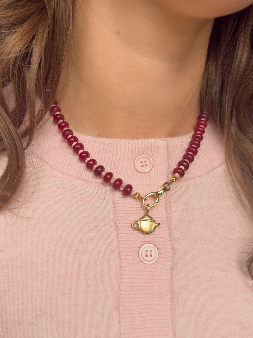 cherry beaded necklace