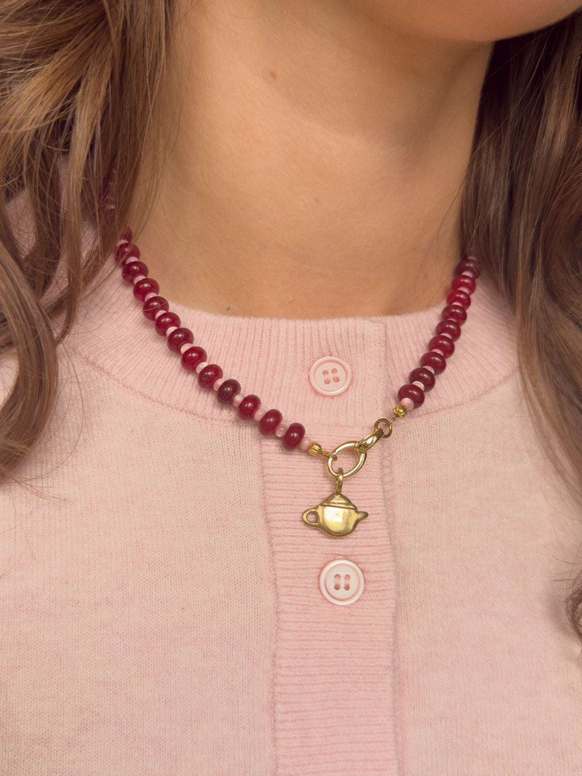 cherry beaded necklace