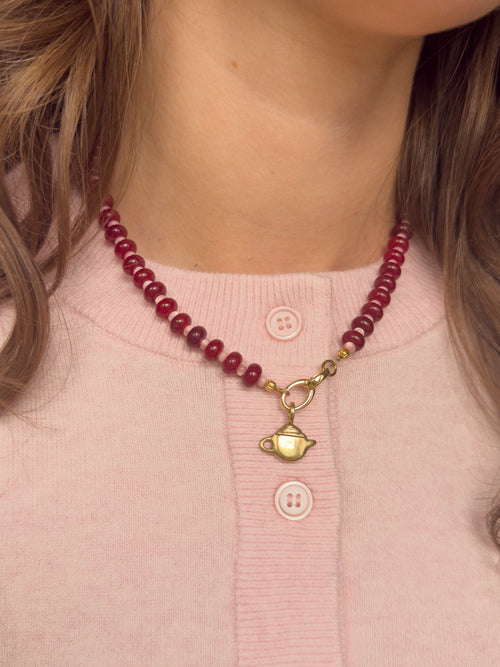 cherry beaded necklace
