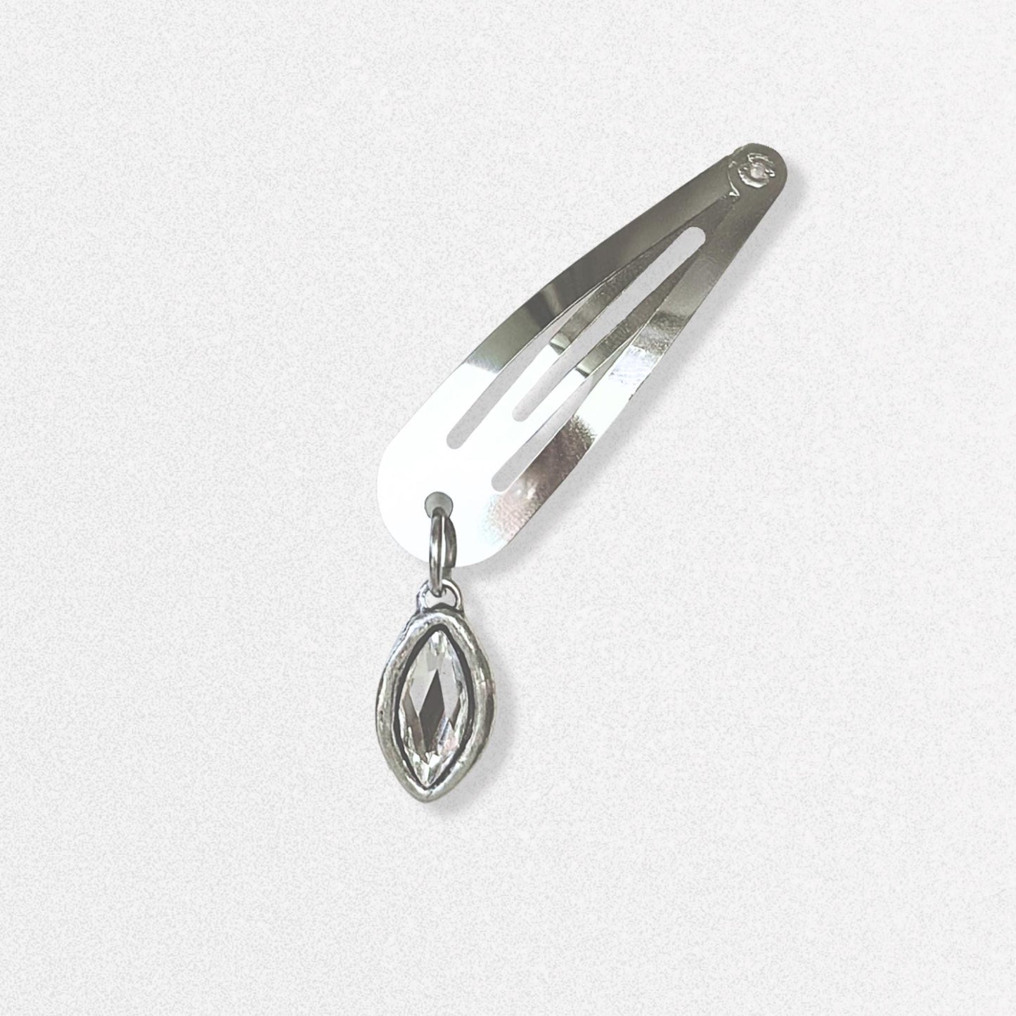 Charm Hair Clips - Puffy Cross, Swarovski Crystal and Dangling Fish Silver Hair Accessories