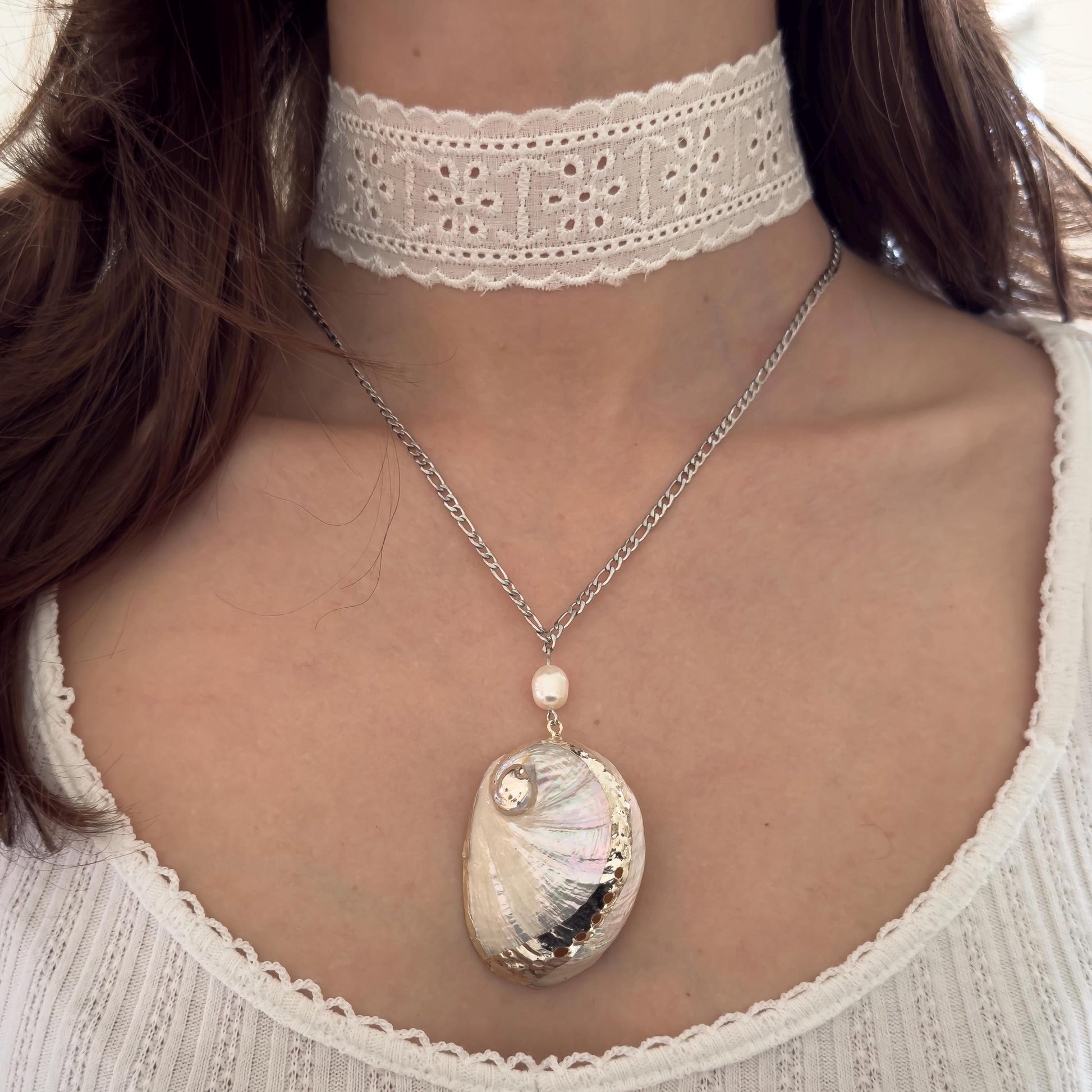 Silver Shell & Pearl Necklace - Dreamy Summer Siren Jewelry, Feminine Vacation Jewelry