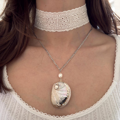 Silver Shell & Pearl Necklace - Dreamy Summer Siren Jewelry, Feminine Vacation Jewelry
