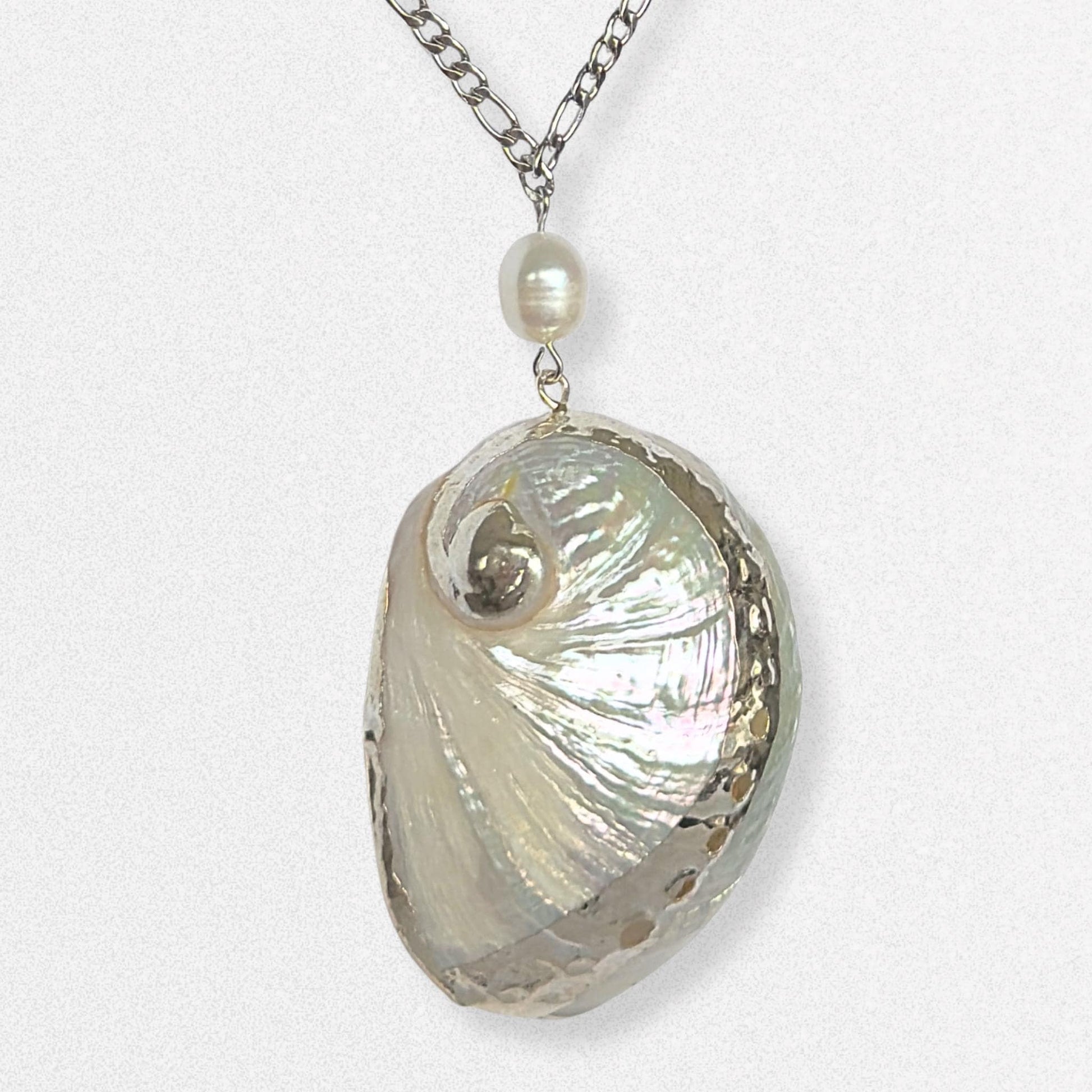 Silver Shell & Pearl Necklace - Dreamy Summer Siren Jewelry, Feminine Vacation Jewelry