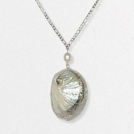 Silver Shell & Pearl Necklace - Dreamy Summer Siren Jewelry, Feminine Vacation Jewelry